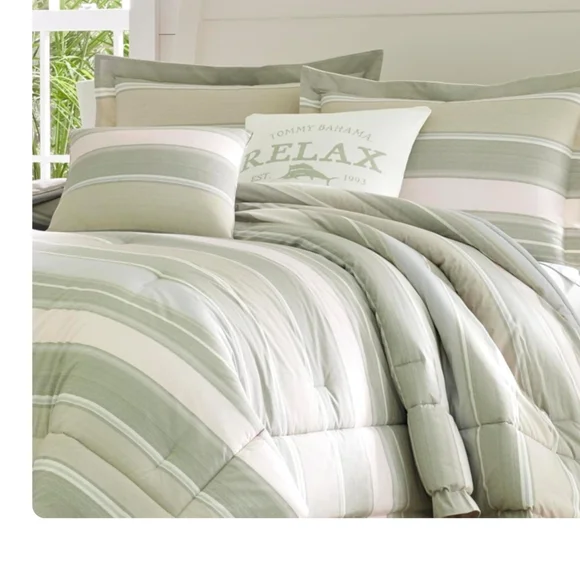 Tommy Hilfiger Sage and White Comforter Set